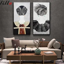 

Character hair ornaments back view study office paintings living room decoration painting sofa background wall painting entrance