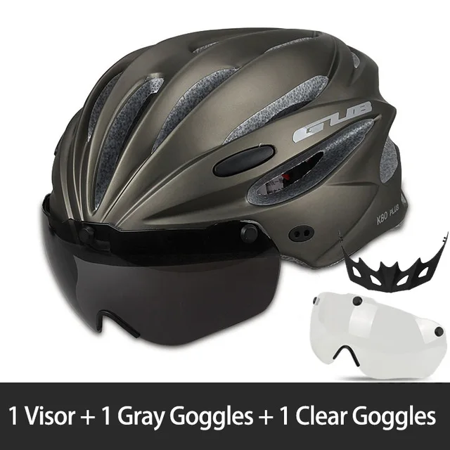 GUB велосипедный шлем с очками и козырьком цельный литой MTB дорожный Магнитный объектив велосипедный шлем Спортивная безопасность 58-62 см для мужчин и женщин - Цвет: 15