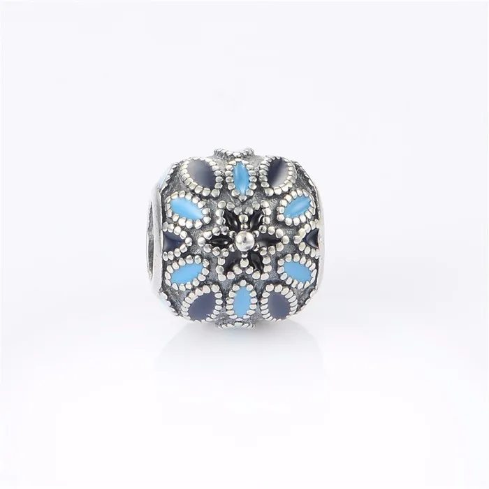 

New Mixed Blue Enamel Floral Charms 925 Sterling Silver beads Religious Charms Fit Original Pandora Charms Bracelet jewelry