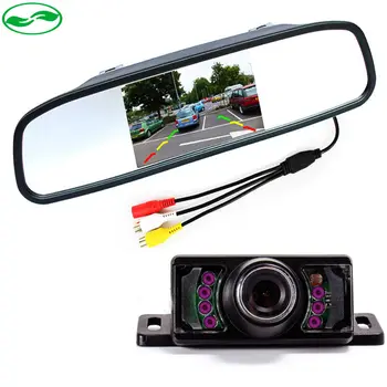 

2in1 Video Parking Sensor Assistance . 4.3 inch LCD Car Reversing Mirror Monitor With 7 LED IR Night Vision Rearview Camera