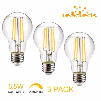 

Leadleds 3PCS led edison bulb dimmable Super Bright 6.5W E27 120V Retro filament light LED Lamp lampadas Chandelier Light
