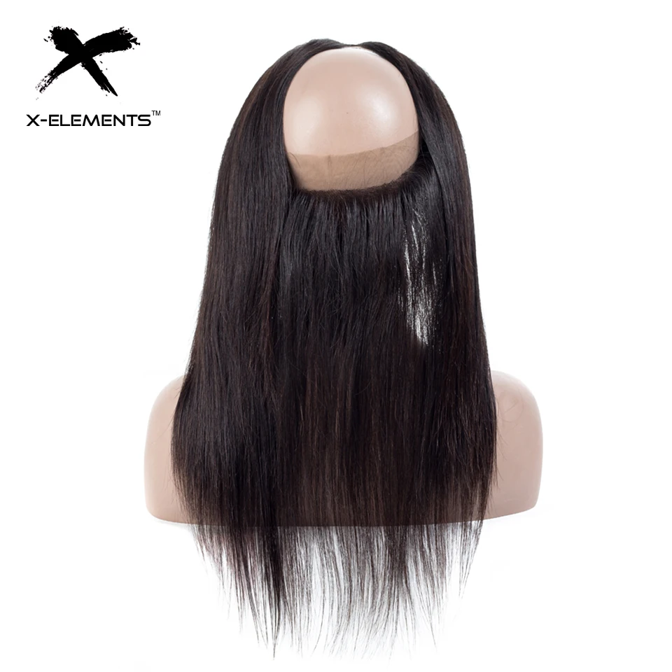 X-Elements прямые пучки волос с 360 фронтальное закрытие шнурка перуанские человеческие пучки волос с закрытием волос для наращивания