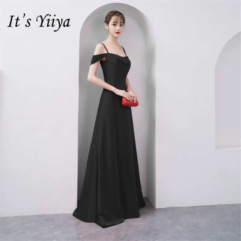 

It's YiiYa Party Gowns Boat Neck Spaghetti Strap Floor length Formal Trumpet Dresses Mermaid Lace Up Skinny Evening Dress E105