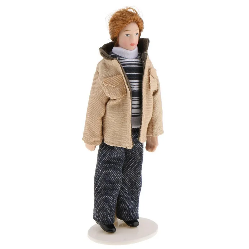 

1/12 Scale Dollhouse People Miniature Doll Modern Young Man in Khaki Jacket