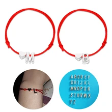 Red Heart Letters Alloy Silver Red Rope Lucky Couple Bracelet Chain for women Fashion 26 Letter Bracelet Boy Unisex Jewelry classic heart letter a bracelet for women