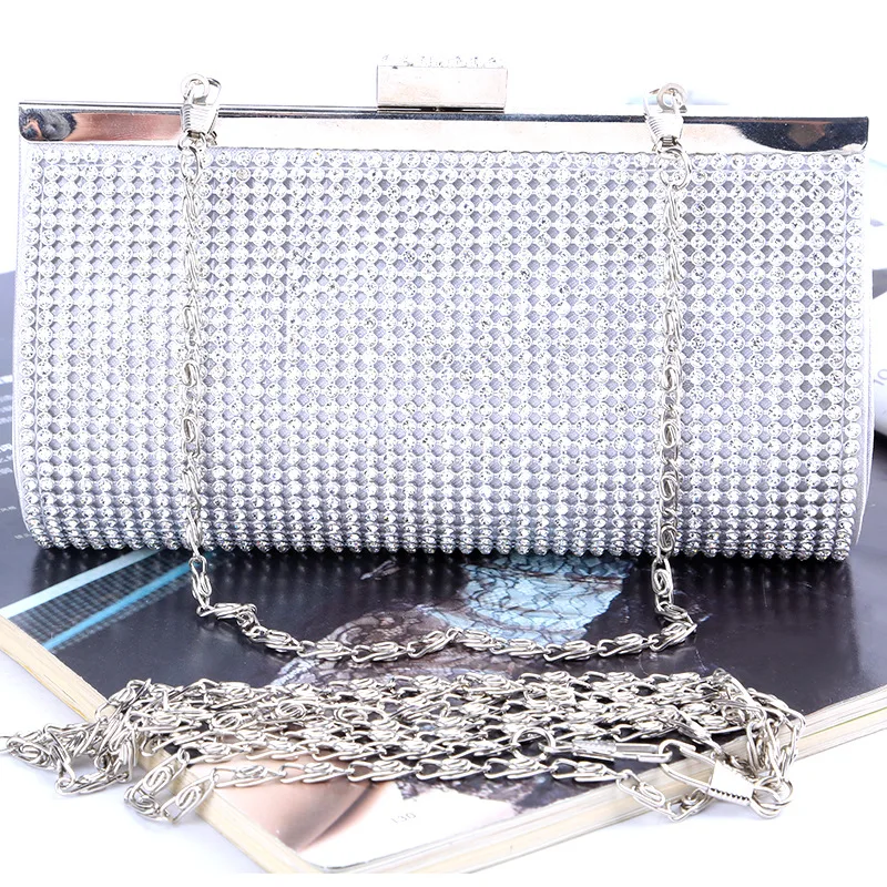 Rhinestones Women Evening Bags Gold/Silver Chain Shoulder Evening Bag Small Purse Clutch Women ...