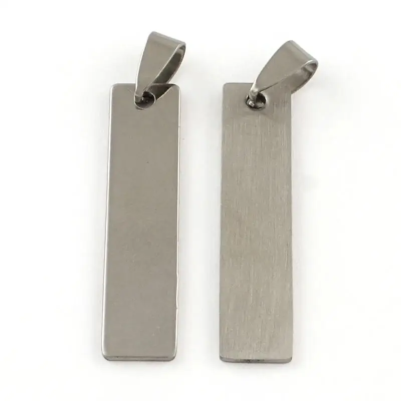 

201 Stainless Steel Rectangle Blank Stamping Tag Pendants, with Snap on Bails Clasps, One Side Polishing, Stainless Steel Color