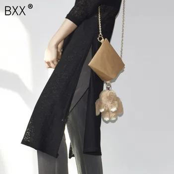 

[BXX] 2020 Original Design Black Khaki Woman Waterproof Single Strap Wash Kraft Paper Rabbit Hanging Ornament Shoulder Bag LM882