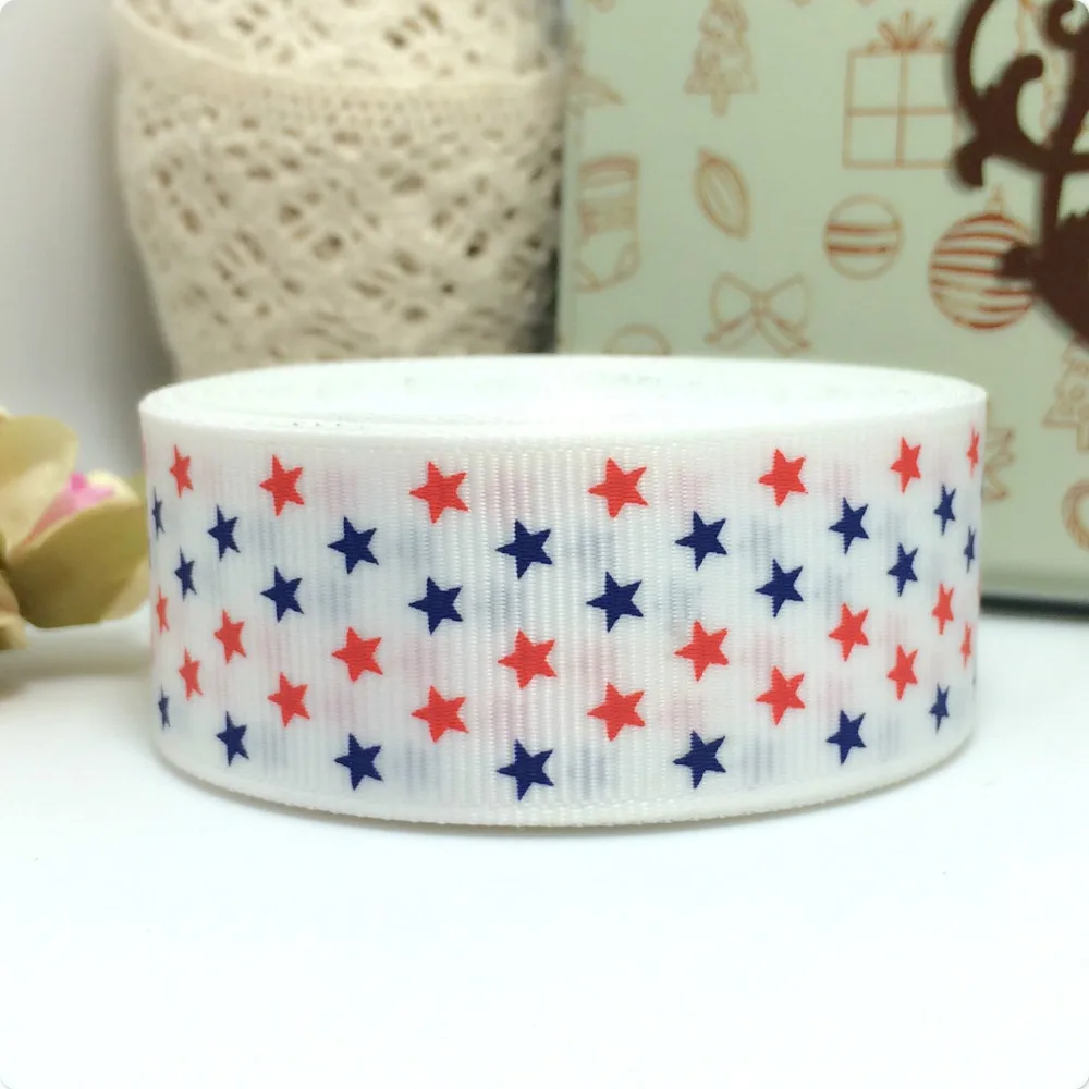 

2015 NEW wholesale 1" printed USA stars Grosgrain ribbon handmade DIY headwear ribbon bow garment accessories LWZD2015053109