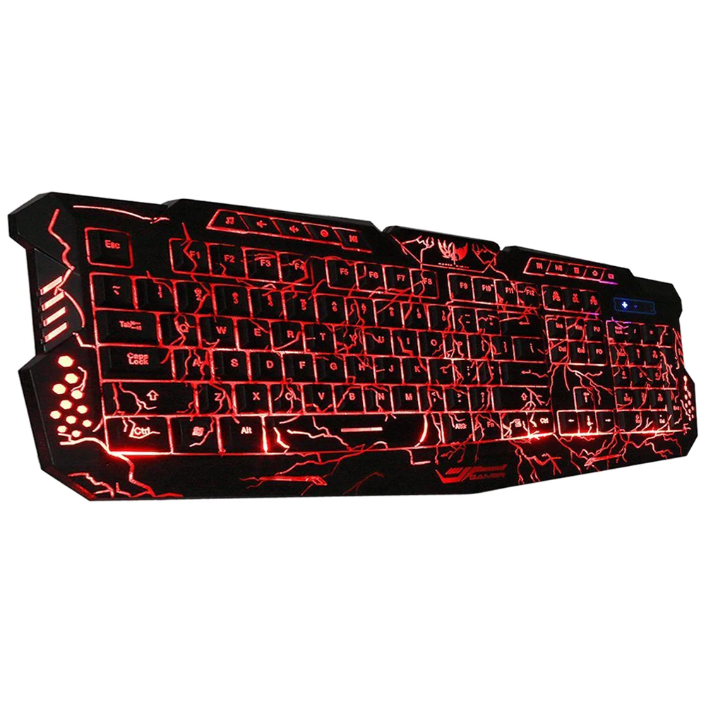 USB tricolor backlit explosion crack keyboard