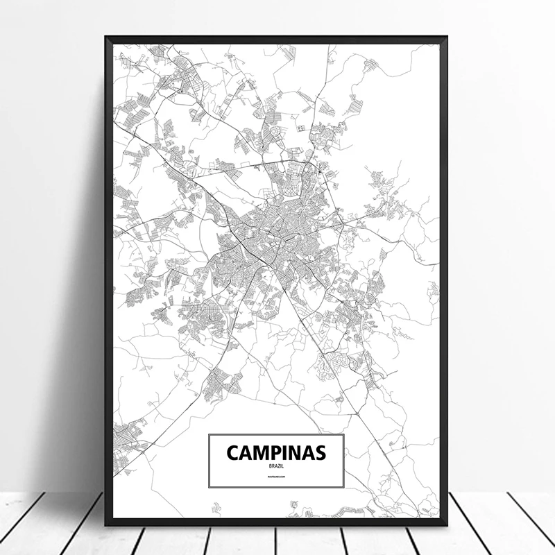 

Campinas, Бразилия, черно-белый, обычный фотопостер, печать на холсте, скандинавский стиль, настенное искусство, домашний декор, Настенный декор