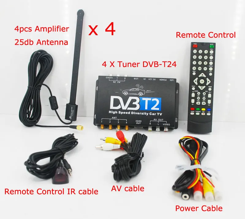 KUNFINE HD ТВ автомобильный DVB-T2 DVB-T мульти PLP цифровой ТВ приемник автомобильный D ТВ коробка с 4 Антенна тюнера HDMI HD tv Россия высокая скорость