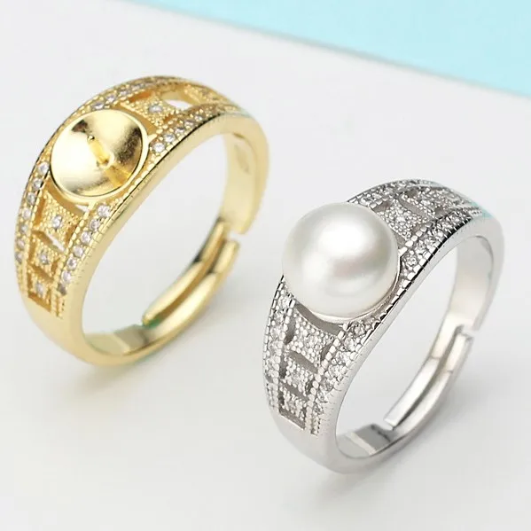 

2 color Pearl Ring Mountings Ring Findings Adjustable Ring Jewelry Parts Fittings Charm Accessories Silver Jewellery