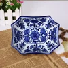 European dry fruit tray blue and white underglaze and paintedirregular shape ceramic fruite plate 4