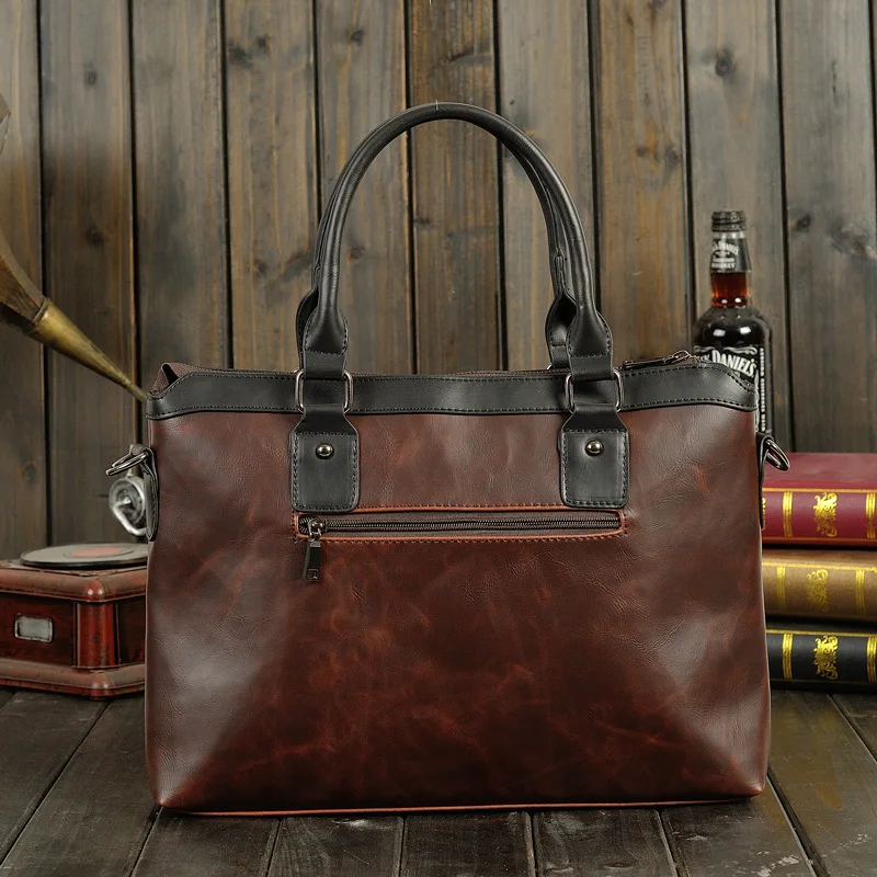 Мужская Crazy Horse кожаный портфель горизонтальные Сумки на плечо Crossbody сумка