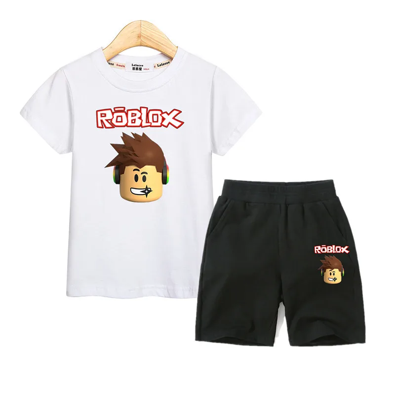 

2018 new ROBLOX fashion sets kids summer cotton suit baby boys casual shorts +short sleeve t-shirt clothing children 2Pc outfit