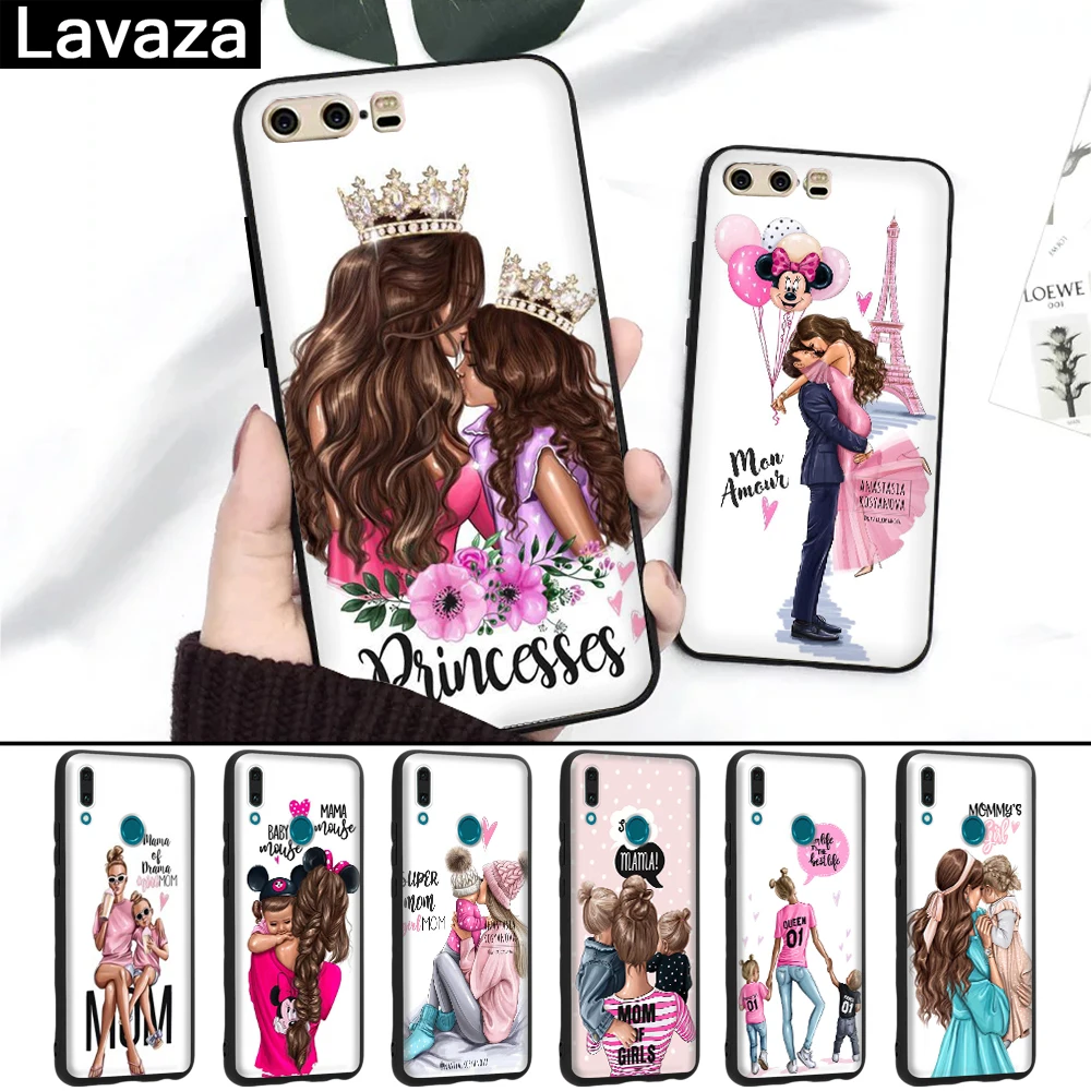 

Lavaza Super Mama and baby Girlmom Cute Silicone Case for Huawei P8 Lite 2015 2017 P9 2016 Mini P10 P20 Pro P Smart 2019
