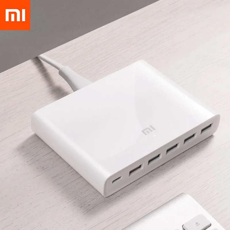 Оригинальное быстрое зарядное устройство XIAOMI QC3.0 для смартфонов 110-240 в 60 Вт 5 портов USB 1 Type-C выход QC 3,0 USB-C для iphone PAD