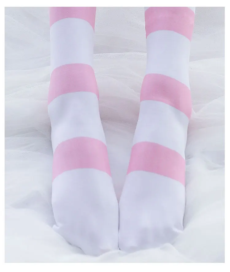 100D бархатные модные милые оригинальные розовые полосатые бархатные колготки в стиле Лолиты, Колготки в стиле Лолиты