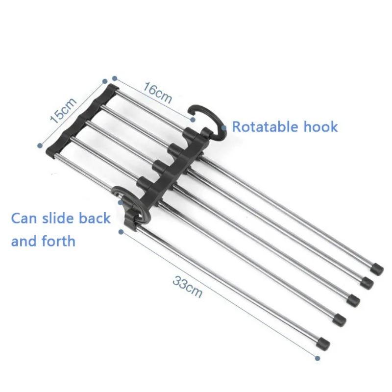 5 In 1 Portable Multi-function Stainless Steel Pants Racks Trousers Hanger Clothing Storage Organization Drying Hanger