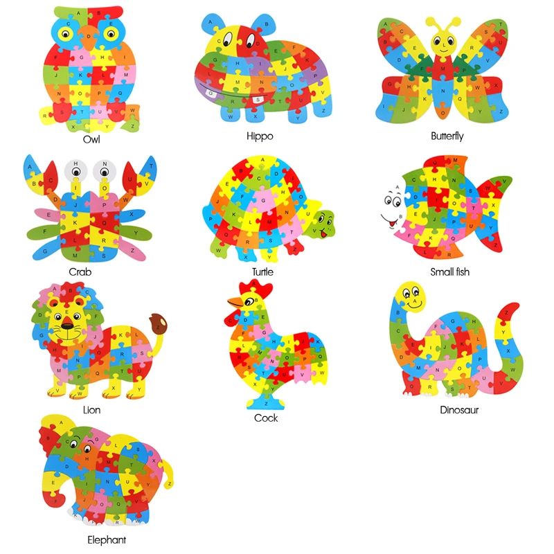 

Cysincos 1Set Kids Educational Toys Wooden Children's Puzzle Toys Creative Learning Alphabet Toys Montessori New Year Gifts