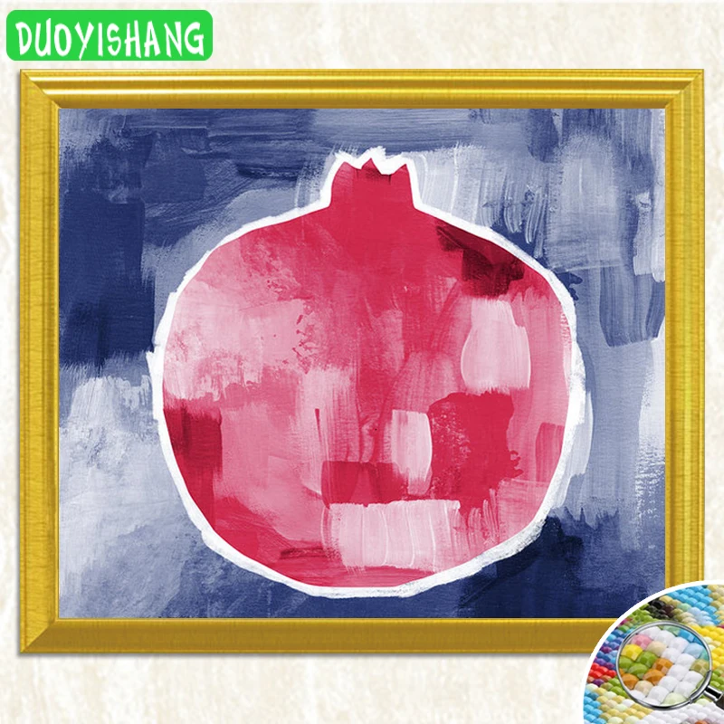 

DUOYISHANG 5D DIY Diamond Painting Red Pomegranates Fruit Art Full Square Diamond Embroidery Rhinestones Mosaic Decor Picture