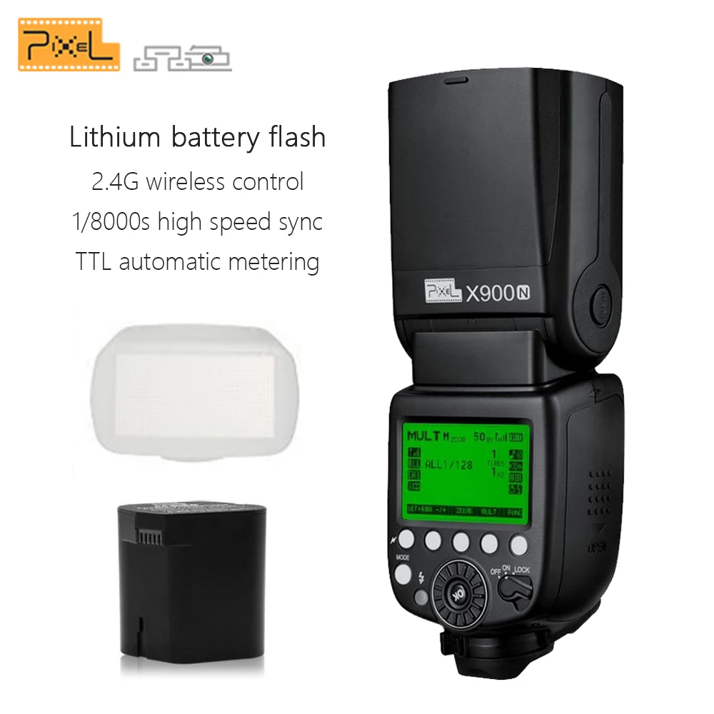 Pixel X900N X900 TTL 2 4G HSS Беспроводная многофункциональная Литиевая Батарея Вспышка