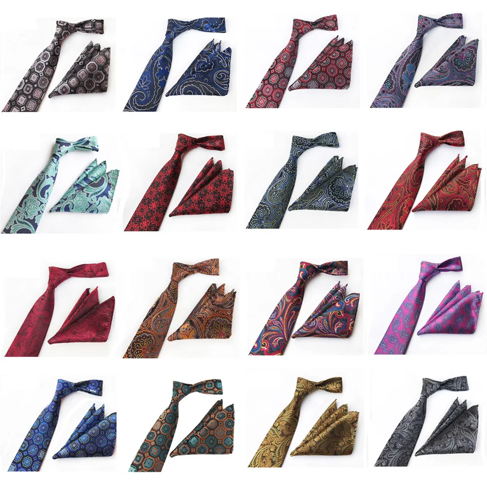 Men's Stylish Floral Paisley Necktie Wedding Pocket Square Handkerchief Set NEW HZTIE0261