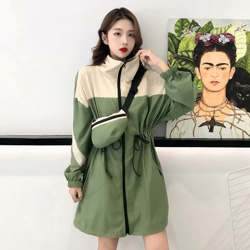 

2 Colors Mihoshop Ulzzang Korean Korea Women Fashion Clothing Vintage Preppy Casual Cool Loose Hit Color Trench