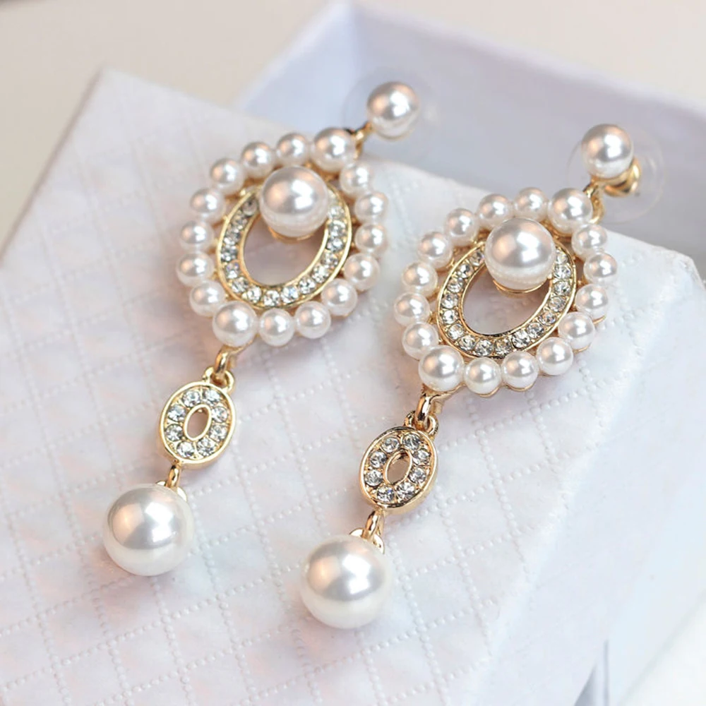 

2019 New Fashion Pearl pendientes mujer Women Retro Alloy Leaves Pendant Earrings Eardrop Earbob Jewelry