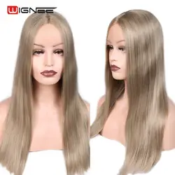 Wignee Синтетические волосы на кружеве синтетический парик для Для женщин средняя часть длинные прямые волосы высокой плотности