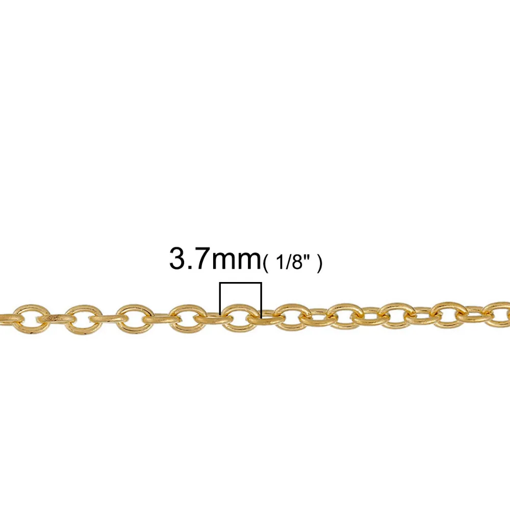 DoreenBeads сплав на железной основе золотого цвета звено кабельная цепь фурнитура DIY цепь 3,7x2,7 мм(1/" x 1/8"), 50 см(19 5/") длинная, 1 штука