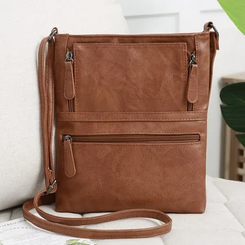 

AUAU-Genuine Leather Messenger Bags Women Zipper Travel Business Cross Body Shoulder Bag for Female Bag F40