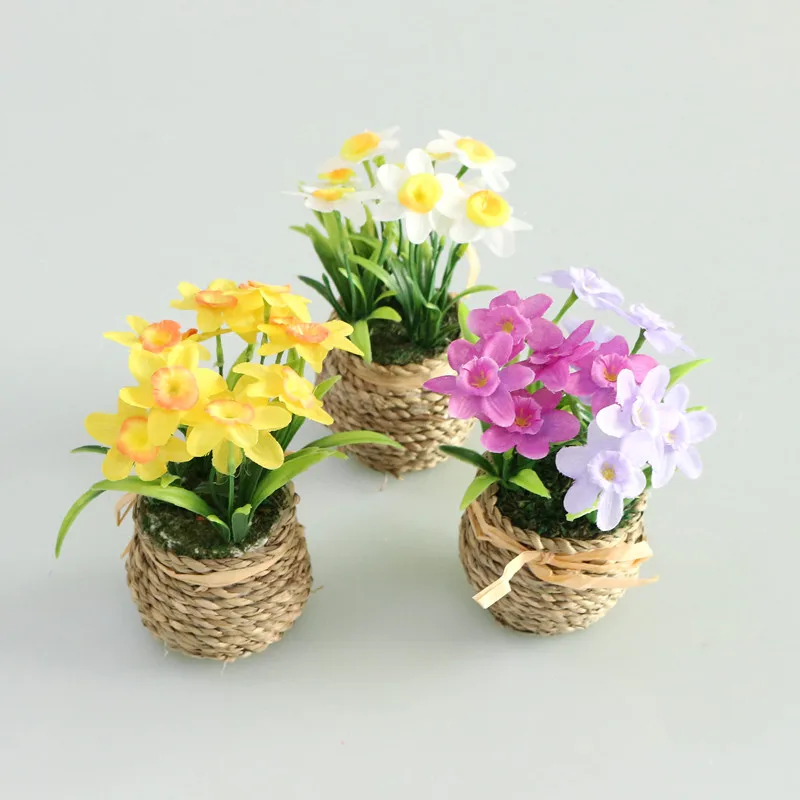 Flone Mini Emulation Flower Green Plant Silk Flowers Potted Little Daisy For Wedding Home Office  Leisure Party Decoration (1)