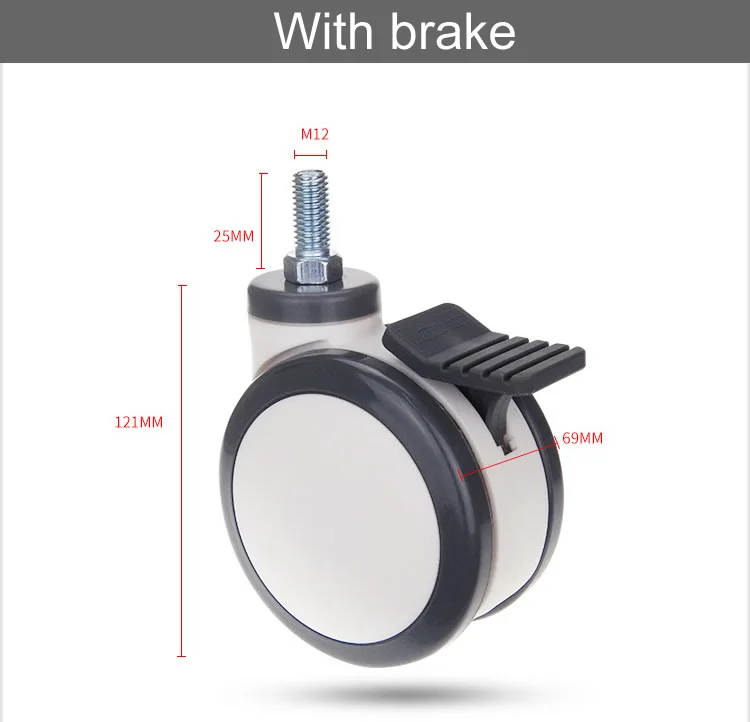 Сильный 4 дюйма, Медицинские Ролики/колеса с тормозом, M12x25 винт, нагрузка 150 кг, бесшумный носимый, для больничной тележки электронное оборудование