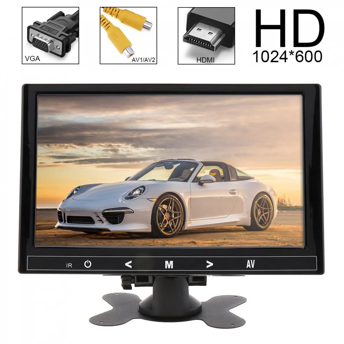 9 дюймов 16:9 HD 12 В TFT LCD монитор заднего вида 2 видео вход DVD VCD подголовник авто