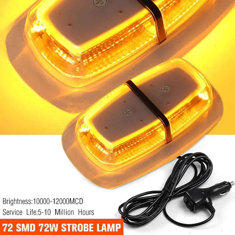 

JXLCLYL 72LED Car Truck Roof Top Emergency Warning Flashing Strobe Light Amber