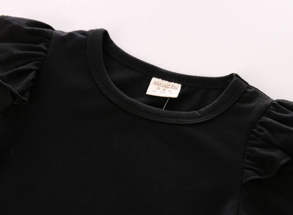 Г. Новая модная осенняя одежда для младенцев Одежда для маленьких девочек черные топы с длинными рукавами+ штаны комплект одежды из 2 предметов для новорожденных