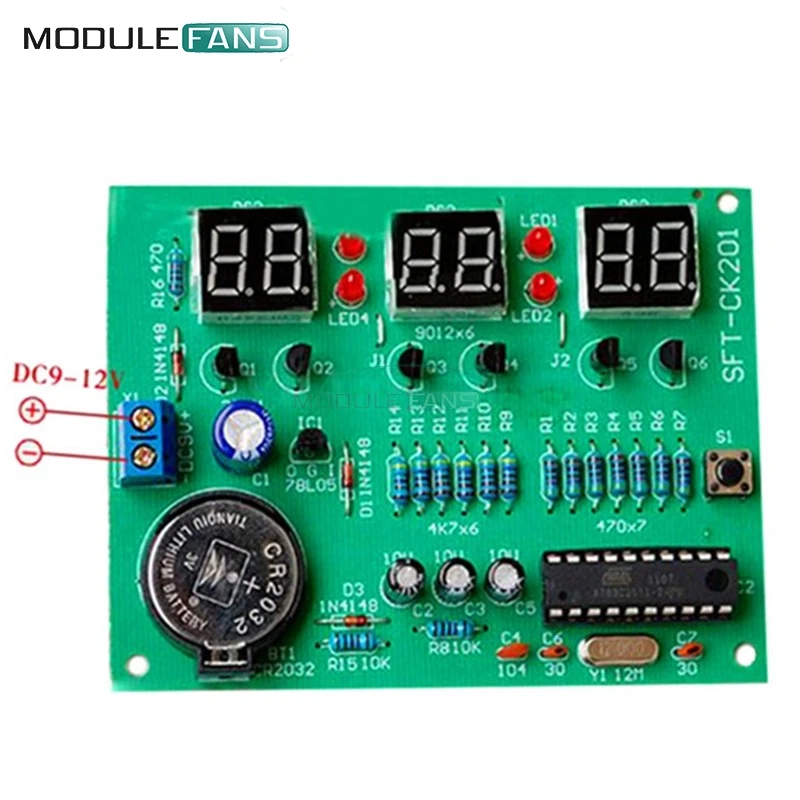 

DIY Kit Module 9V-12V AT89C2051 6 Digital Digital LED Electronic Clock Parts Components Diy Electronic