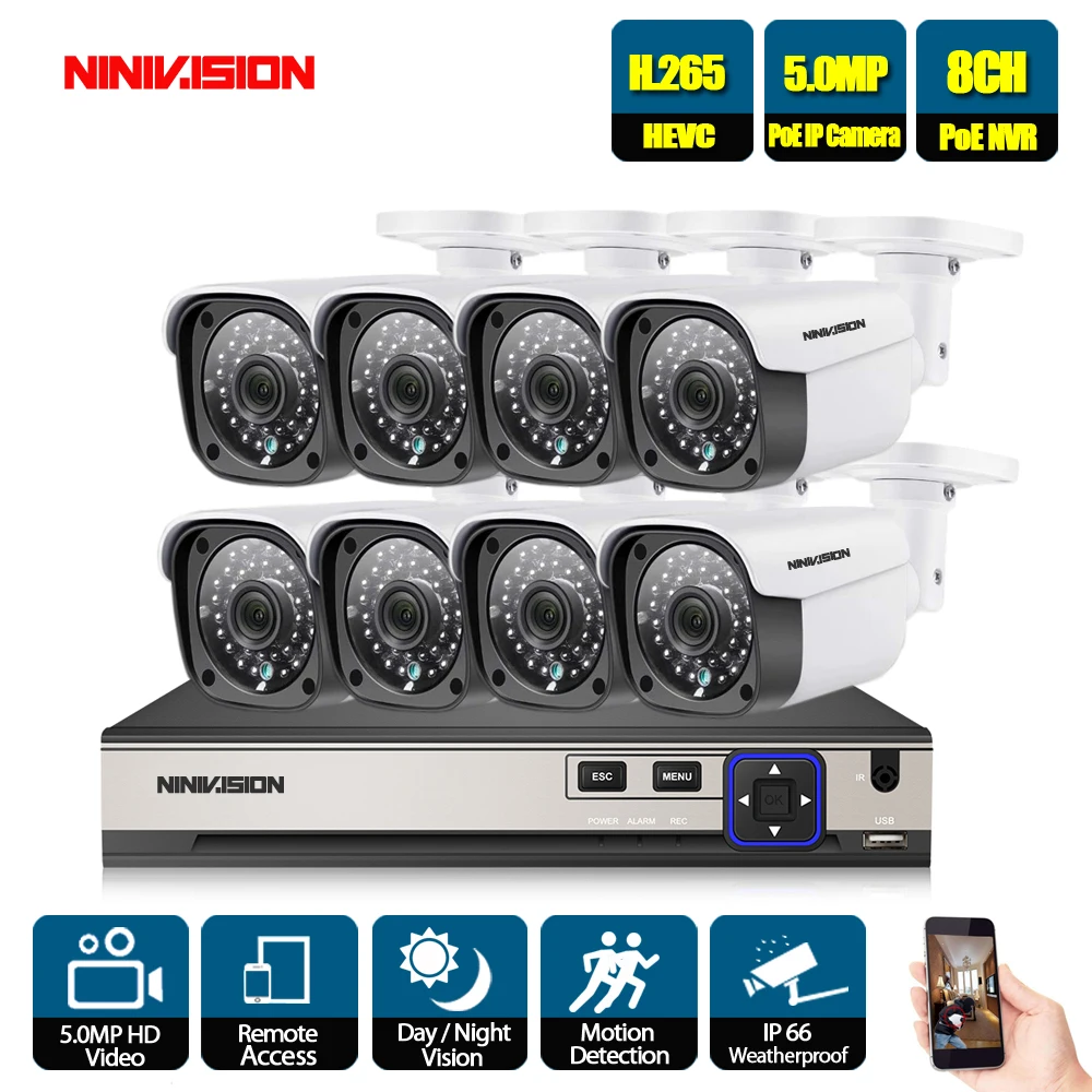 

5MP 4CH Audio Record NVR System Video Surveillance POE NVR Kit Home Security Camera System 5MP POE IP Camera Outdoor CCTV Set