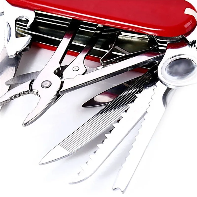 Billige 17 In 1 Klapp Schweizer Messer Camping Multifunktions Werkzeuge Edelstahl Multi Tool Armee Messer Tasche Jagd Outdoor Survival