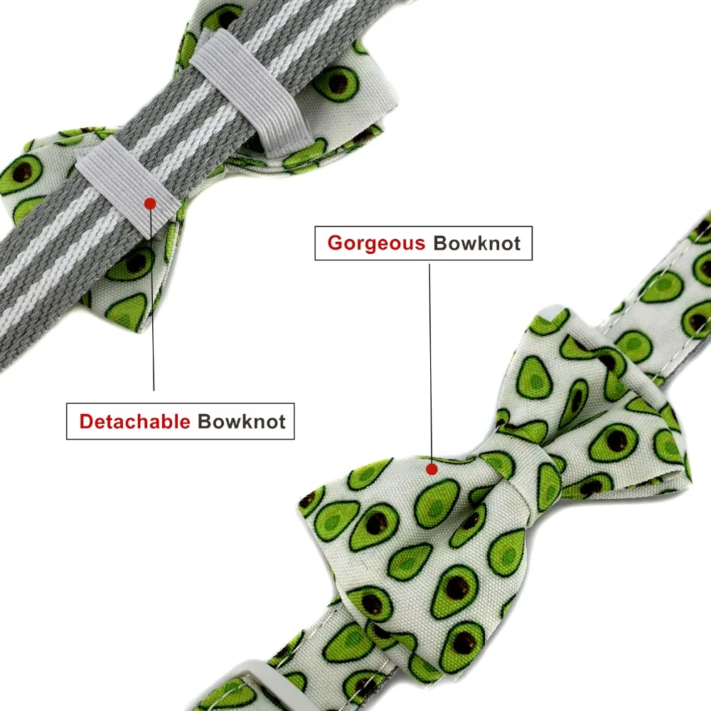 Великолепный цвет печатных хлопок собачий ошейник, для собаки поводок фрукты печати Прекрасный Pet Воротник Цепочки И Ожерелья со съемным бантом