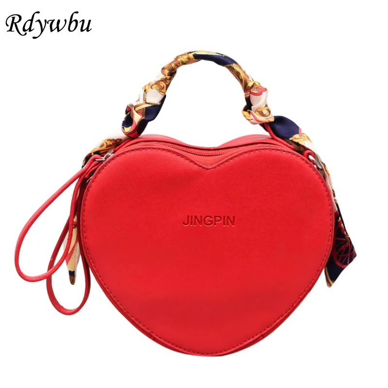 

Rdywbu Women Heart Shaped Shoulder Bag Girls Fashion PU Leather Travel Bag New Messenger Crossbody Bag Small Purse Handbag B581