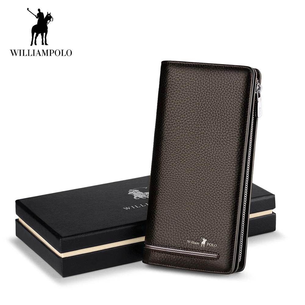 Брендовые мужские кошельки WilliamPOLO удлиненный клатч на молнии кредитница сумочка