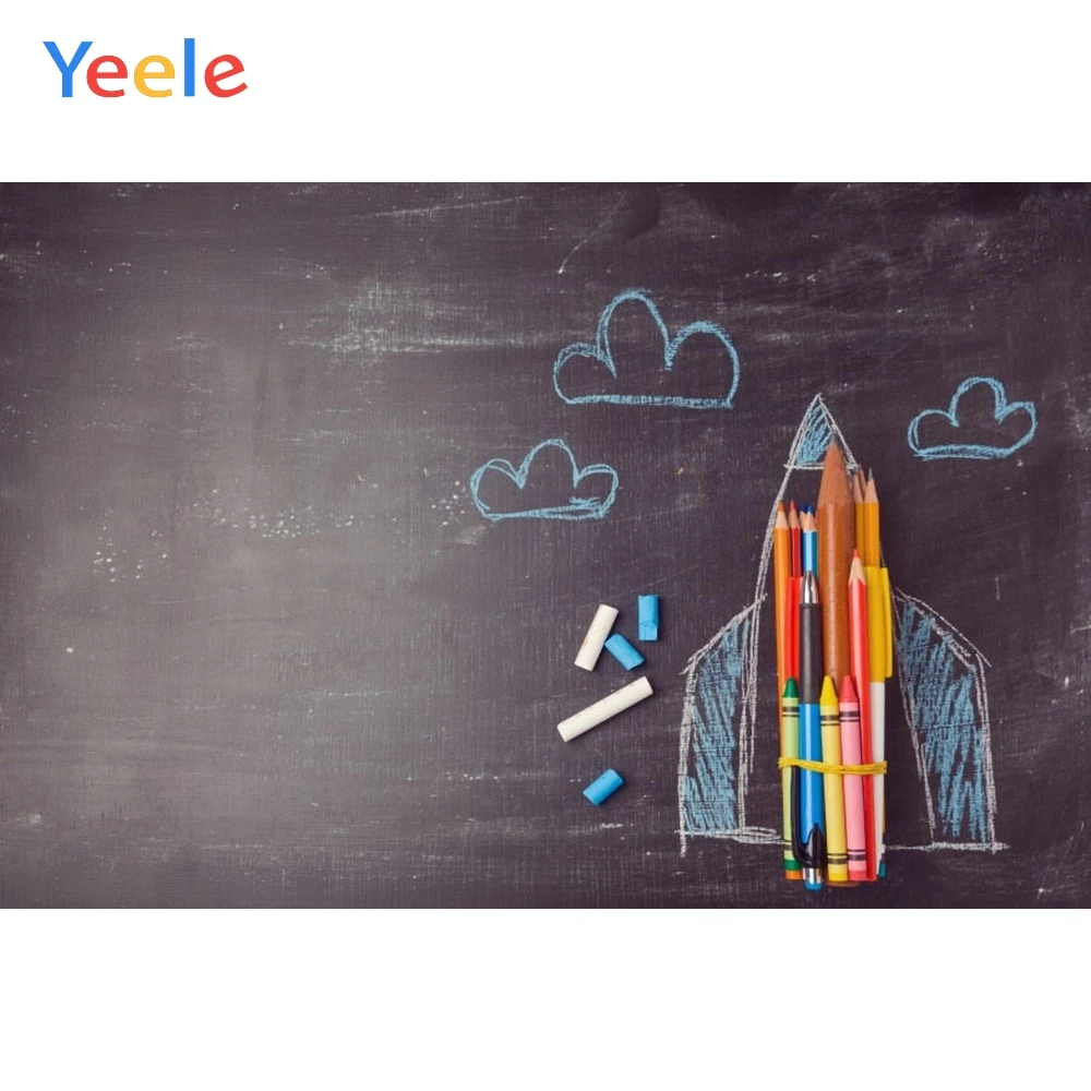 

Yeele Welcome Children Back To School Blackboard Pencils Photography Background Baby Photographic Backdrop For Photo Studio
