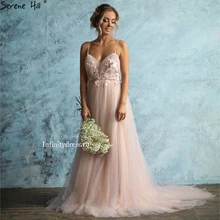 На заказ, без рукавов, v-образный вырез, розовые вечерние платья, розовые цветы, бисер, открытая спина, модные вечерние платья HA2187