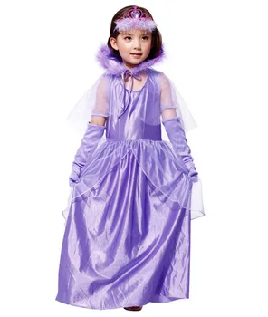 

Beautiful Purple Princess Long Dress Cosplay Costume Halloween Party Fancy Dress With Voile Cape For Beauty Children