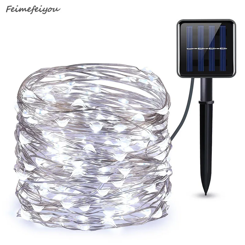 10M solar LED tali rentetan kalis air LED dawai tembaga dawai percutian lampu periang luar untuk hiasan pernikahan parti christmas