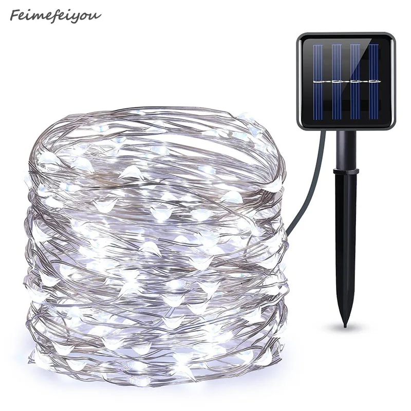 10M solar LED String Light Waterproof LED Copper Wire String Holiday Outdoor Fairy Lights For Christmas Party Wedding Decoration