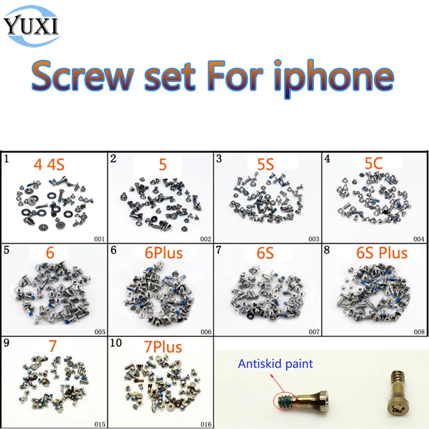 Шурупы YuXi полный набор винтов для iPhone 4 6 5 5C комплект запасные ремонтные детали |